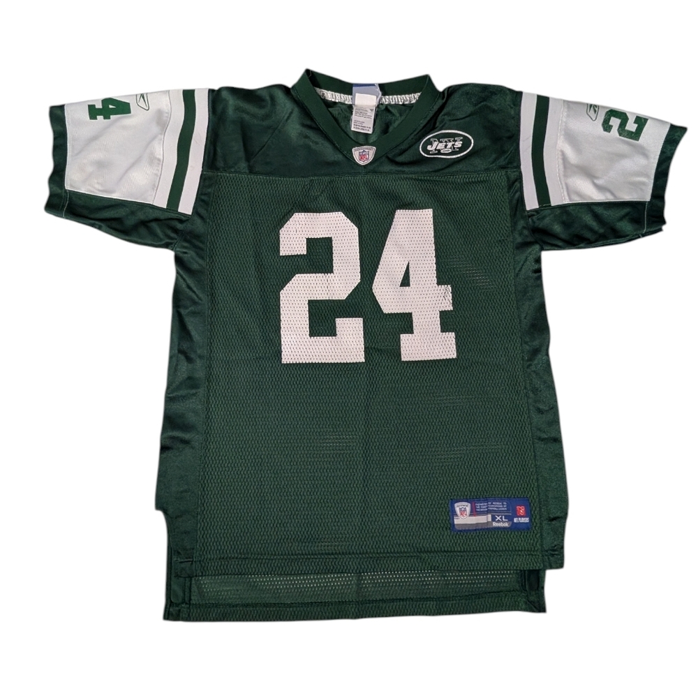New York Jets Darrelle Revis Jersey Green Reebok NFL Youth Boys Size XL 18/20